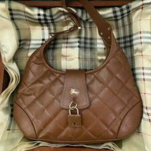 Burberry Authentic Brown Caramel Quilted Leather Brooke Hobo Handbag